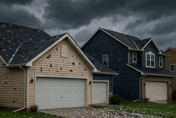 Hail-damaged asphalt shingles on a Minnesota home roof